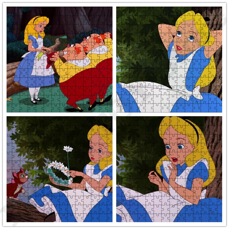 

Disney Alice In Wonderland Puzzle 300/500/1000 Pieces Jigsaw Puzzles Educational Intellectual Decompressing Toys for Kids Gift