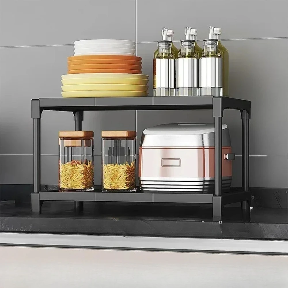 3-Layer المطبخ تخزين الرف الحمام تخزين وجبات خفيفة متعددة الوظائف توفير المساحة انفصال عالية الحاملة تخزين الرف #4