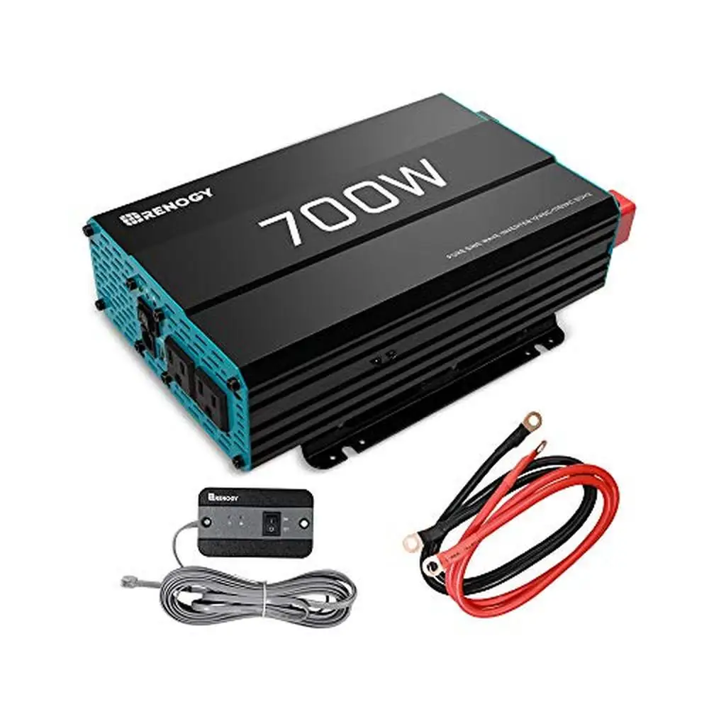 700W Pure Sine Wave Inverter Starter Kit with 100W Monocrystalline Panel USB Port AC Outlets Remote Control