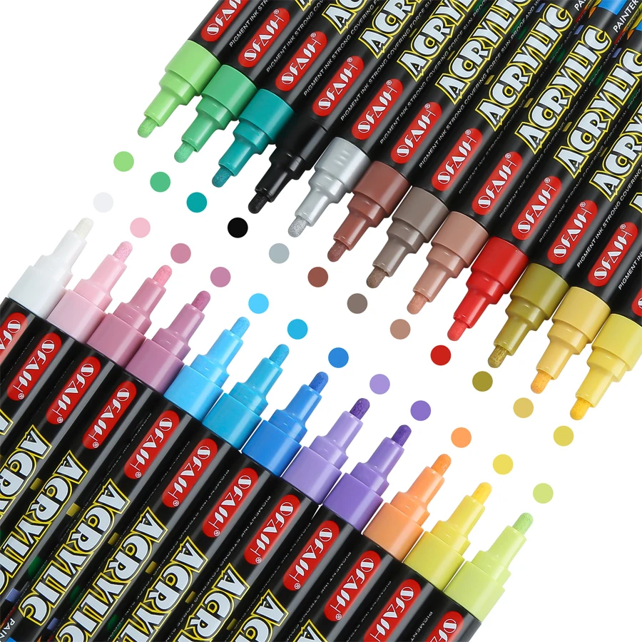 Colors Acrylic Paint Marker Pen Set Plumones for Rock Painting Waterproof Art