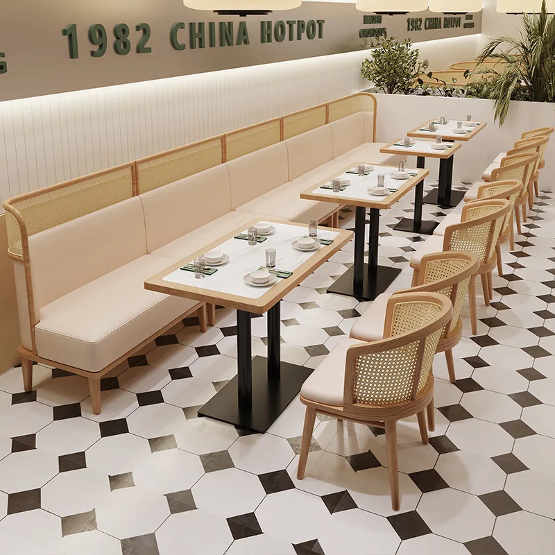 South East Asia Theme Restaurant Commercial Rattan Table and Catering Shop Dining Tea House Seat Sofa