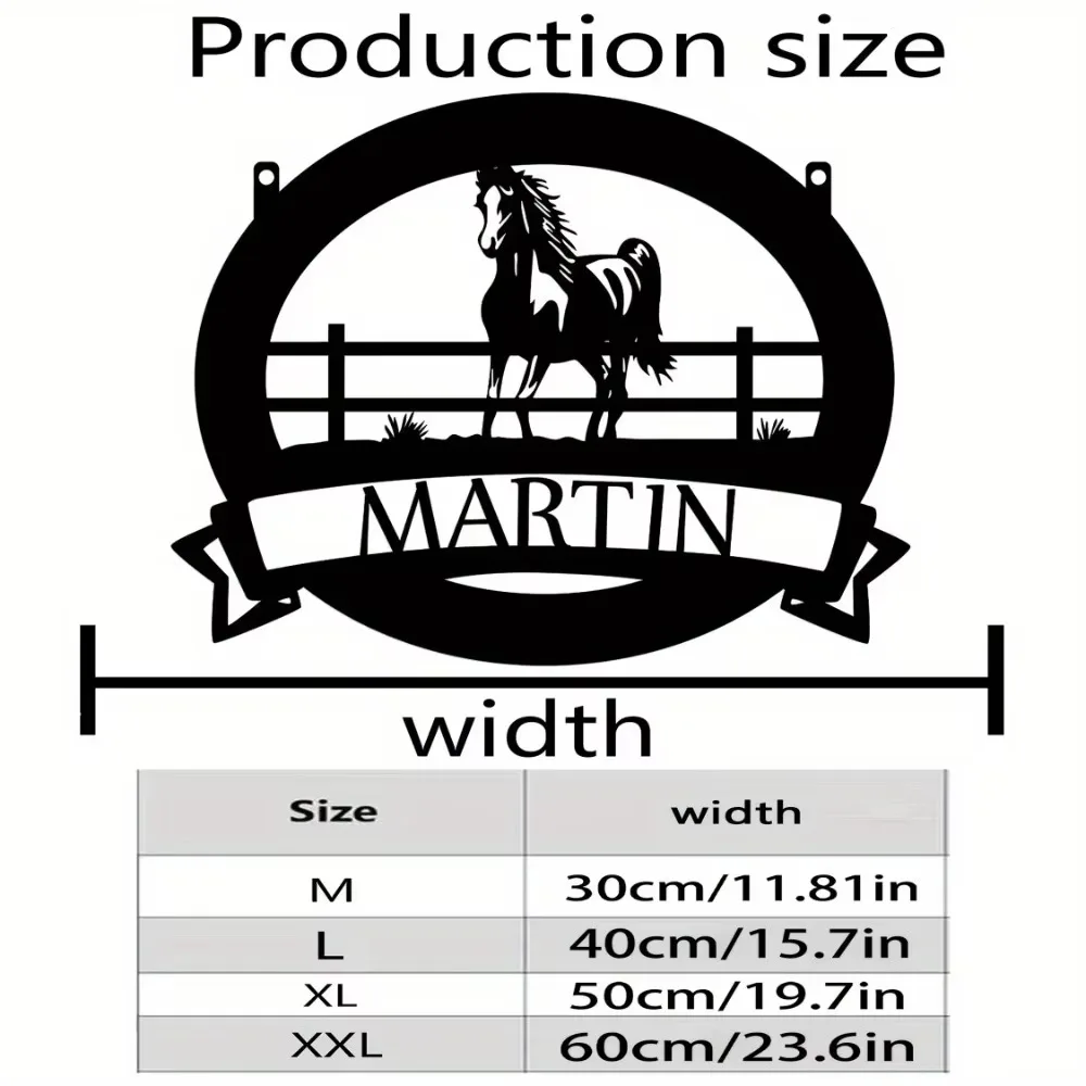 Premium Personalizable Metal Sign with Horse Design. Matte Wall Art for Homes, Hassle - free Installation Option.