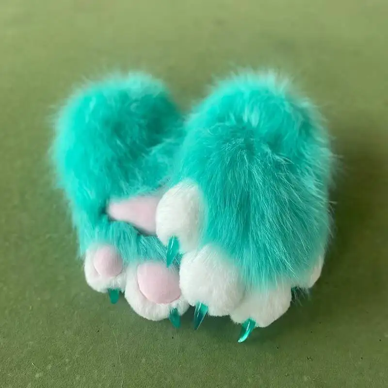 Nieuwe Fursuit Kigurumi Harige Dierenpoten Handschoenen Nagels Kig Cosplay Kostuum Wearable Harige Dieren Kleurrijke Klauwen Cos Rekwisieten Halloween