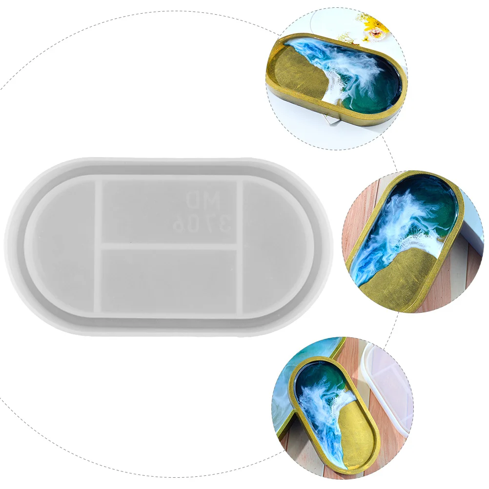 Molde de Silicona Elíptico para Manualidades, Bandeja de Resina Epoxi, Herramienta para Hacer Joyas, Accesorios Hechos a Mano, Almacenamiento