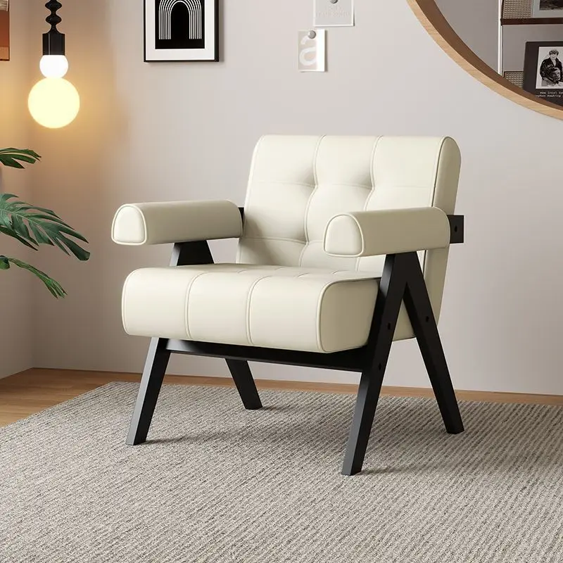 

Single sofa negotiation table and chair combination Nordic modern light luxury living room balcony cafe reception solid wood
