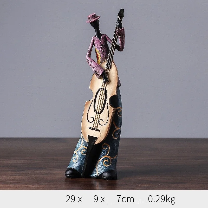 CREATIVE FIGURE ART MUSIC ROCK BAND RESIN STATUE FUN RETRO MUSICIAN HOME DECORATION SAXOPHONE GUITAR SINGER SCULPTURE