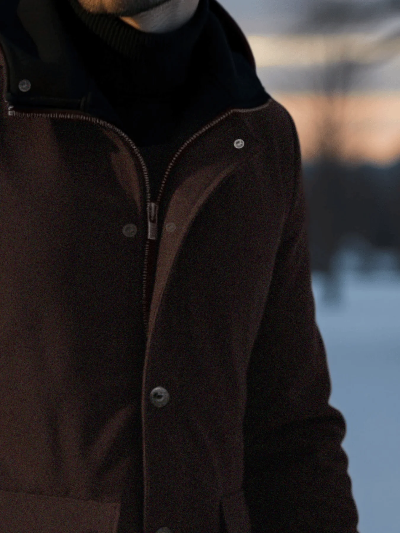 سترة جلدية من جلد الغزال أحادية الصدر للرجال مع بطانة سميكة ودافئة تصميم أزرار بسيط لاتجاه الخريف/الشتاء #3