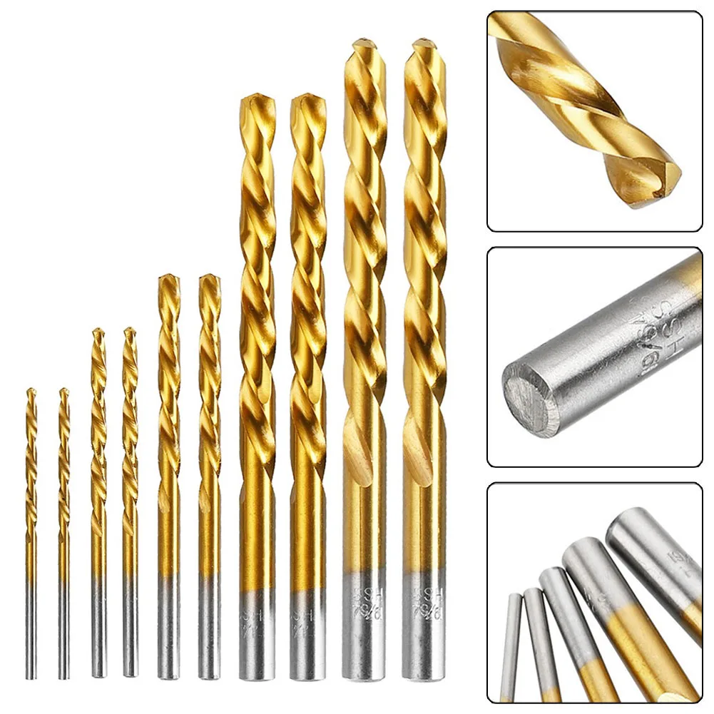 

Drill Bits Left Hand Drill Bits Tool Straight Strong Way 10pcs/Set Drilling Gold HSS Drilling High‑speed Steel