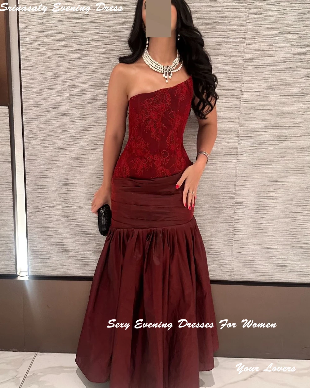 

One-shoulder Evening Dresses Customized Satin-lace Ruched فساتين سهرات A-line Cocktail Gowns Corset Prom Gown