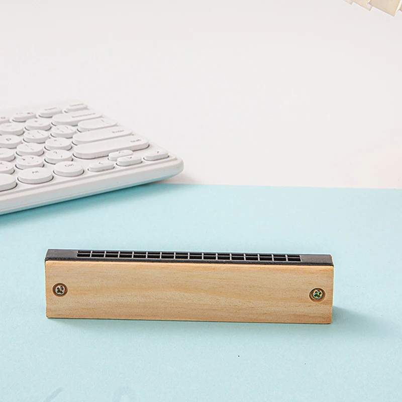 DIY White Embryo Wooden 16 Holes Little Harmonica Musical Instrument Kids Early Educational Enlightenment Toys