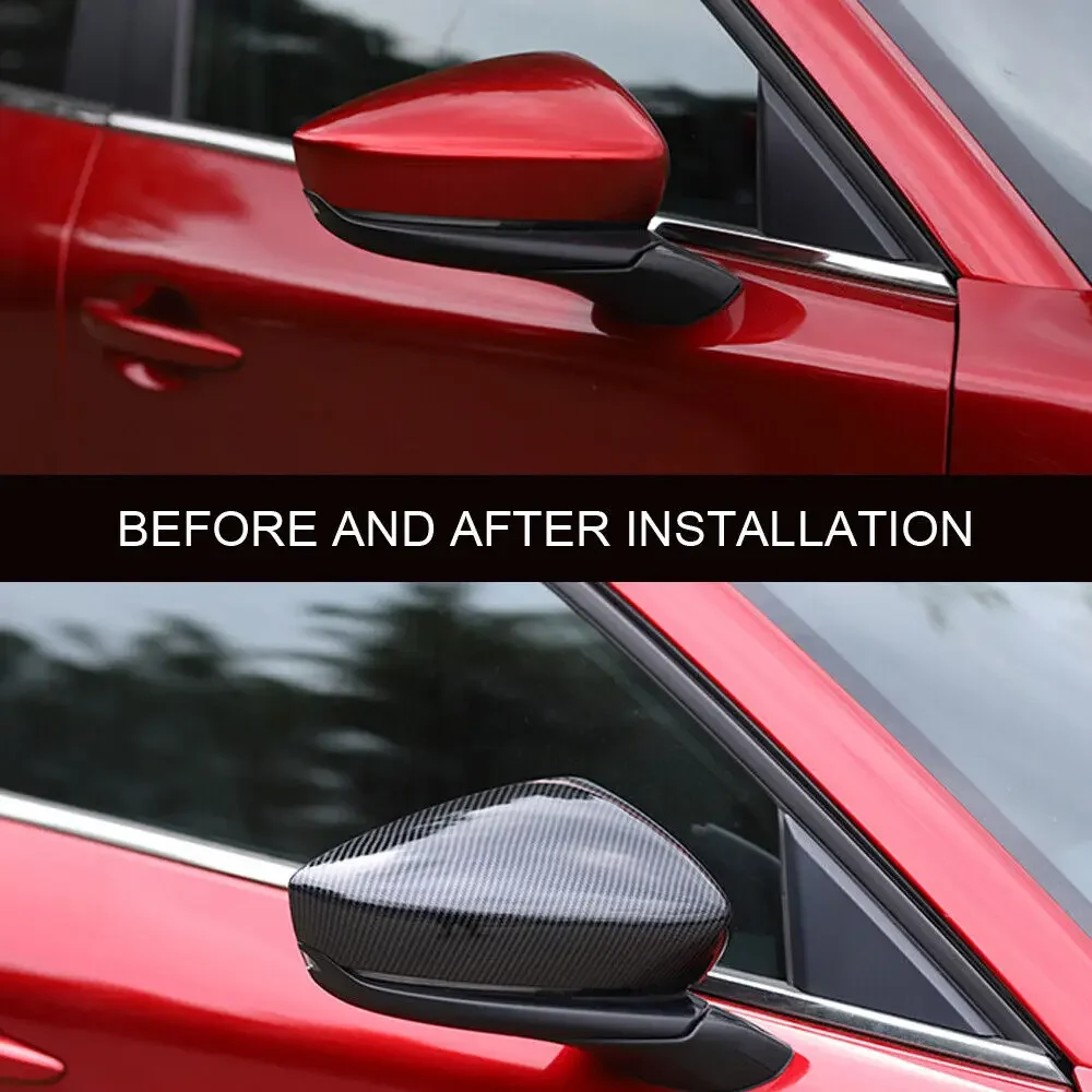 

For Mazda CX-30 CX30 2020-2024 Car Rearview Side Mirror Cover Wing Cap Exterior Door Rear View Case Trim Sticker Carbon Fiber