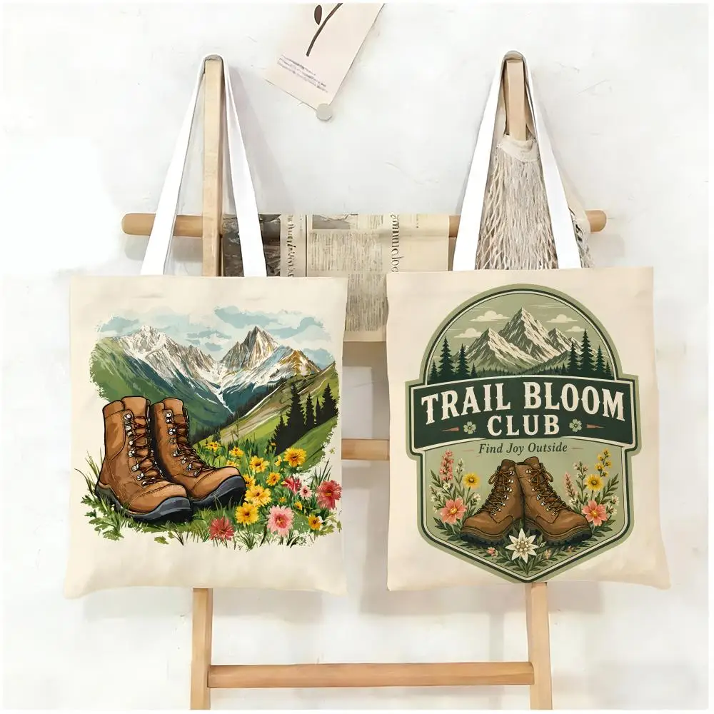 Artistic Design Storage Bags Canvas Tote Bag Women Large Capacity Reusable Shopping Shoulder Bag Daily Handbag