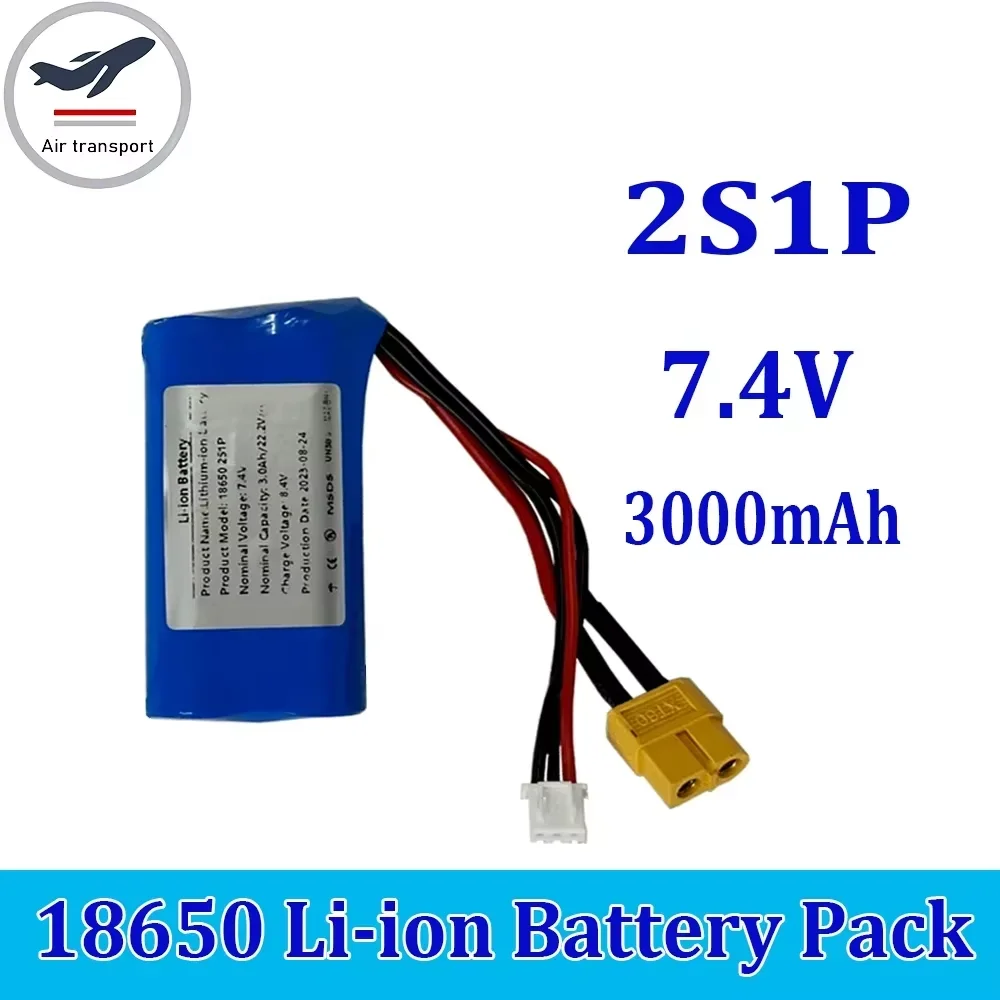 

18650 Rechargeable Li-ion Battery Pack 7.4V 3000mah 2S1P,For Camera Electric Toy LED Lighting Backup Power Built-in BMS