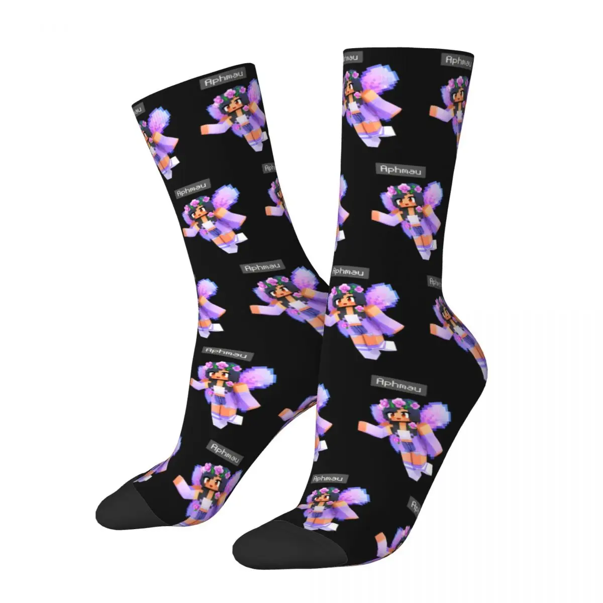 Colorful Aphmau Magical Fairy Basketball Socks Cartoon Anime Polyester Crew Socks for Women Men Breathable