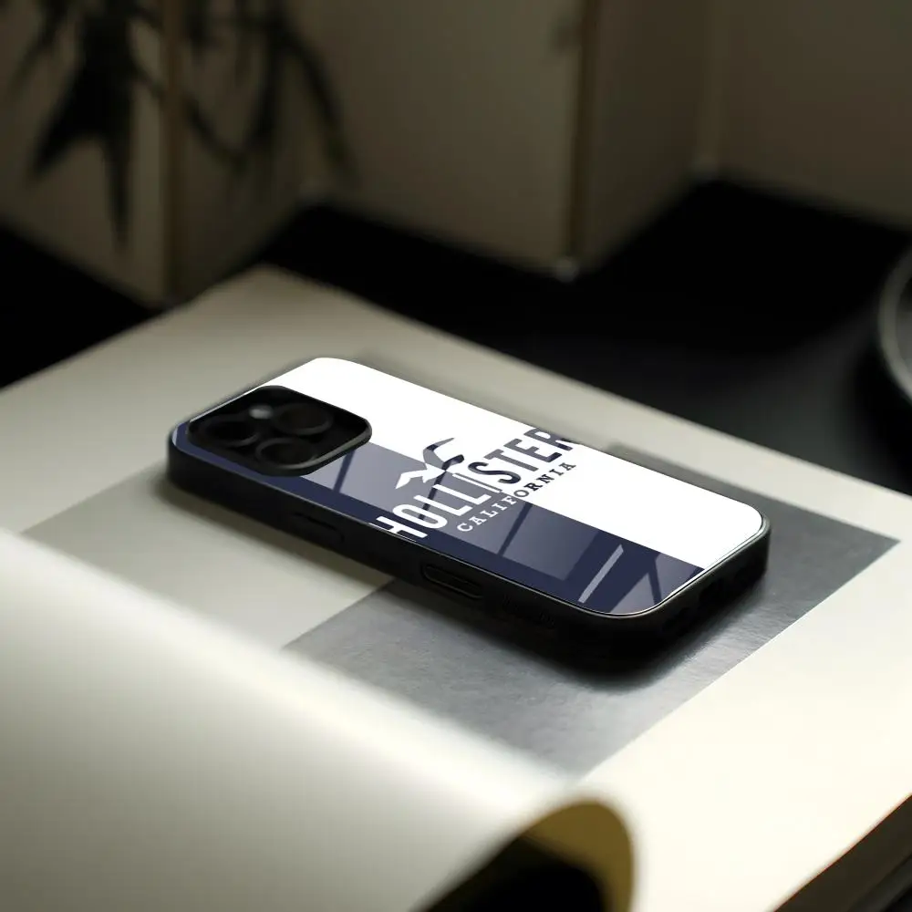 Capa de Celular de Vidro HOLLISTER para iPhone 17 Air 16 15 17 14 Pro Max 13 12 11 X XS XR Plus e Samsung S 26 24 - Presente de Casamento