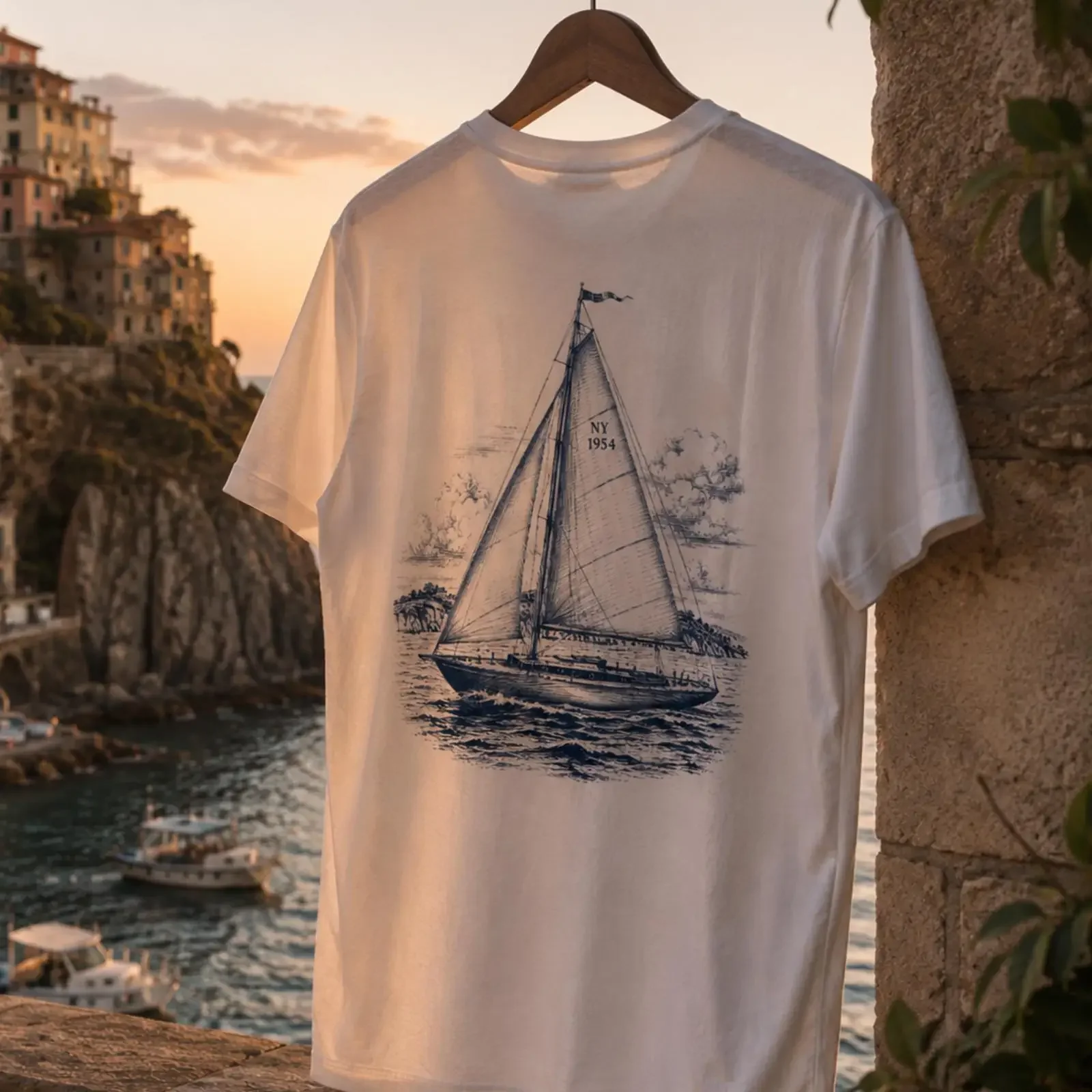 SailboaT T Shirt Men Old Money Vintage Yacht Club Coastal Aesthetic Maritime vintage Washed Comfortable Soft fashion Stylish