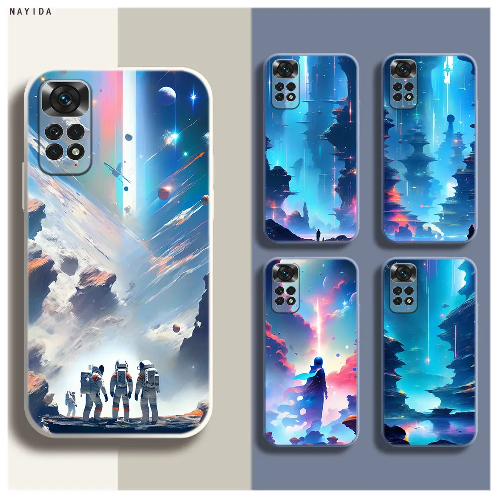 Soft Silicone Phone Case For Xiaomi Redmi Note 12 11 12S Pro Plus 12c 11a 4G 5G Original Cover Mysterious Space