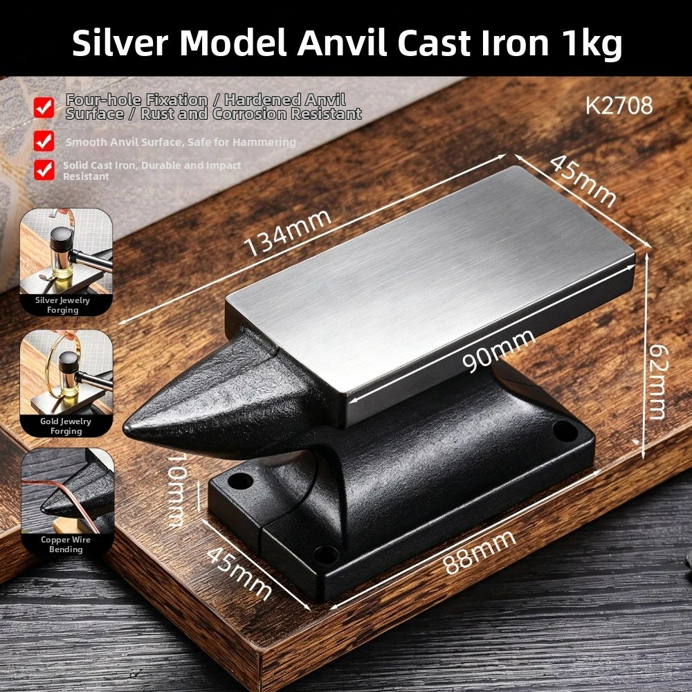 Cast Iron Single Horn Anvil Compact Size Mini Size Hobby Anvil Multifunction Flat Knocking Surface Metal Forming Tool