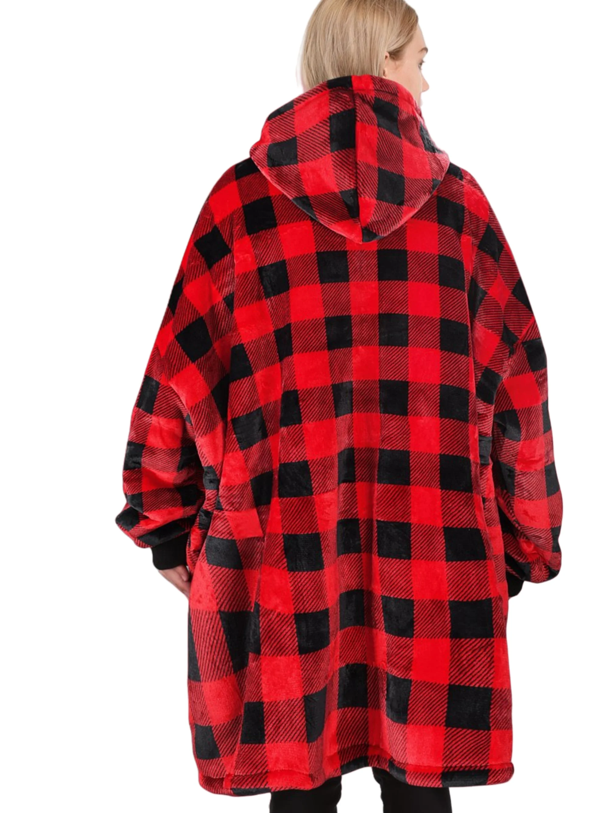 1pc Super Soft Wearable Blanket With Zipper plaid printed hoodie blanket dropship
