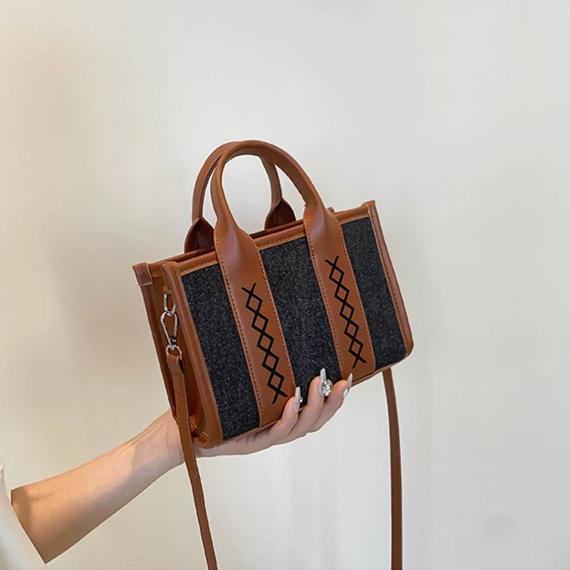 Fashion PU Leather Patchwork Women\'s Handbag 4 Colors Square Crossbody Bag for Women Trend 2024 Shoulder Bags Sac De Luxe Femme