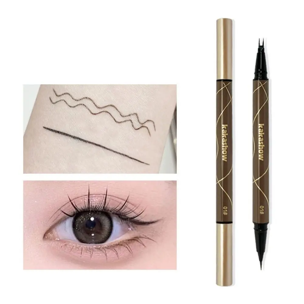 Sneldrogende Dubbele Klauw Eyeliner Langdurige Waterdichte Dubbel Gevorkte Tip Eyeliner Natuurlijke Professionele Vloeibare Eyeliner Vrouwen