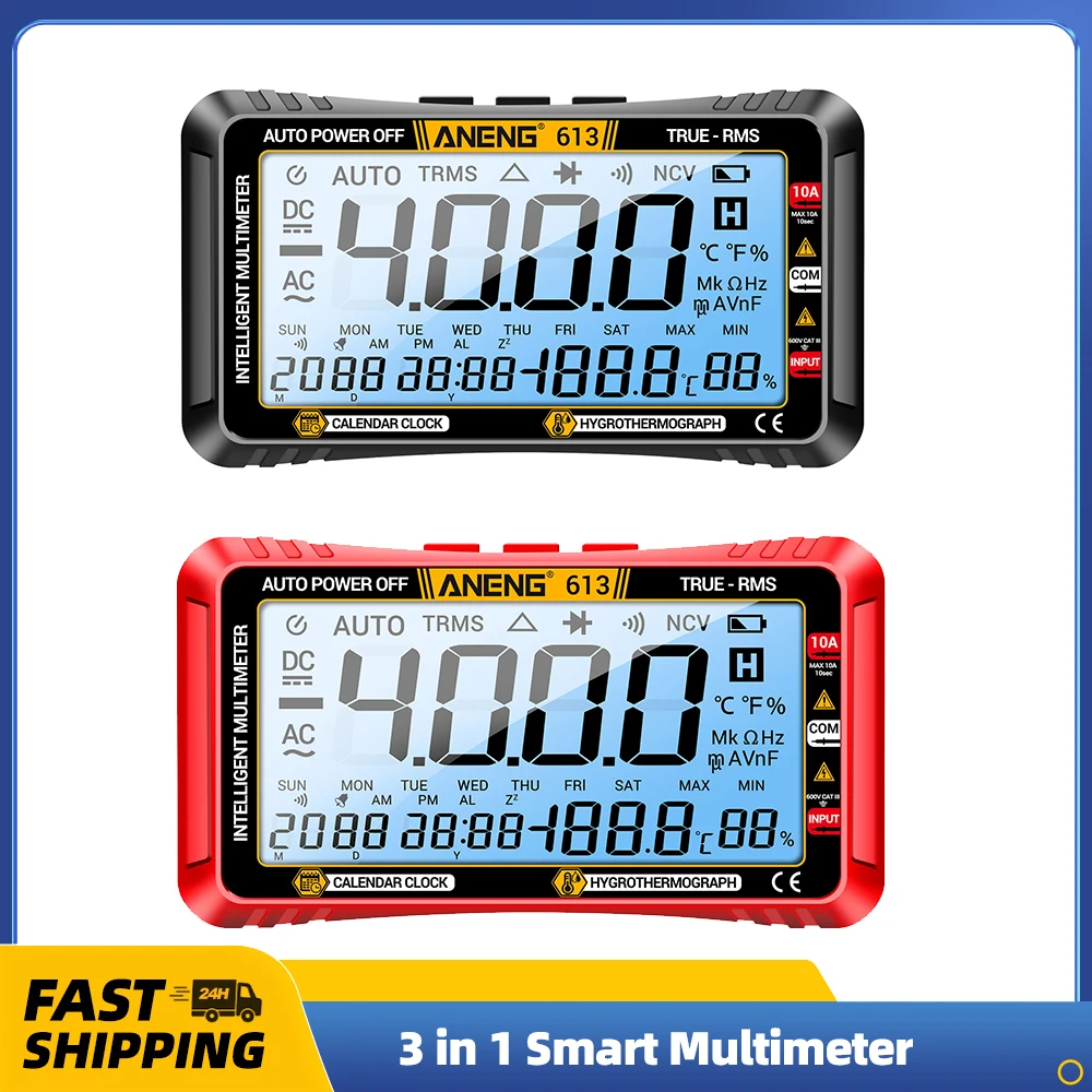 ANENG 613 Smart Multimeter Perpetual Calendar Temperature Hygrometer 4000 Counts Digital AC/DC Curent Voltage Pro Test Tools