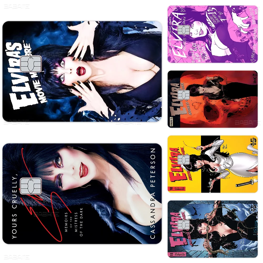 فيلم E-Elvira M-Mistress D-Dark أنيمي ماتي الجبهة الجلد لاصق غشائي غطاء ل رقاقة صغيرة بطاقة الائتمان بطاقة الخصم