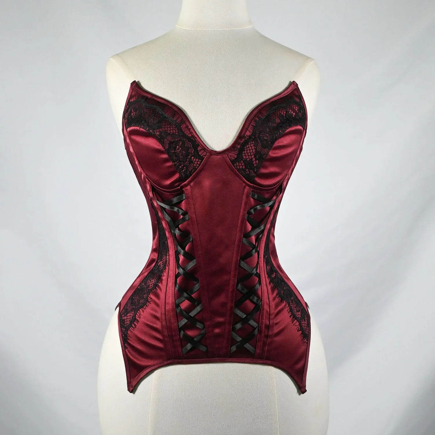 

Fashion Overbust Corsets Tops Women Lace Up Plastic Boned Red Pink Bridal Bustiers Slimming Fit Sexy Lingerie Body Shaper