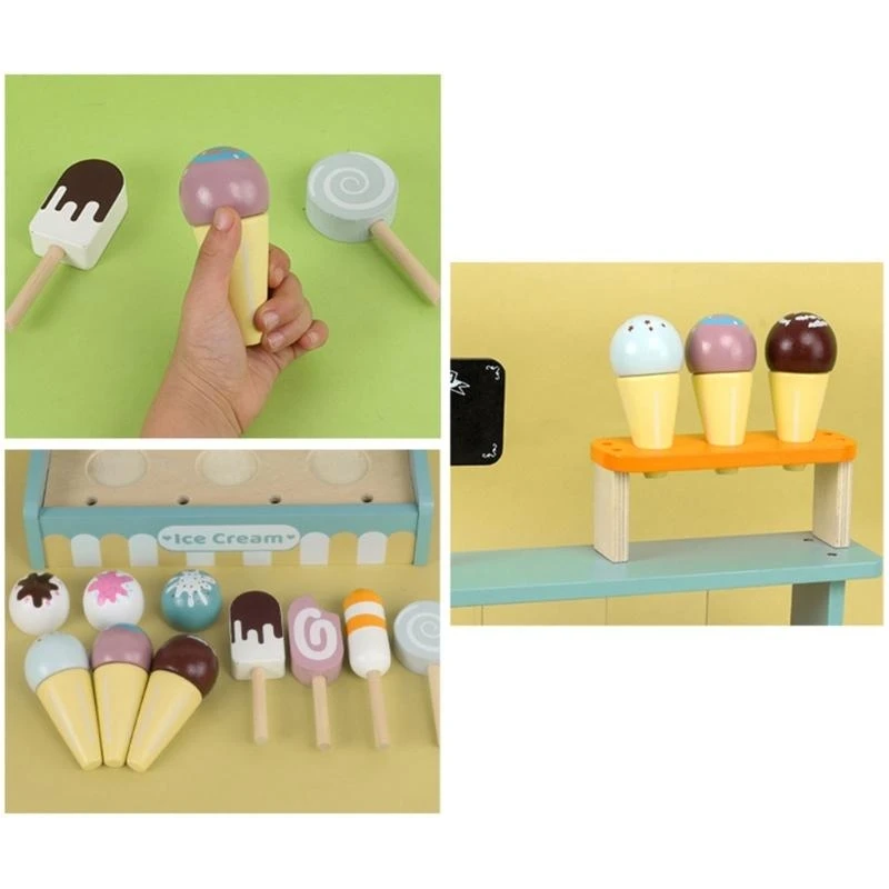 مجموعة ألعاب عربة الآيس كريم شاحنة عربة الآيس كريم مع ملحقات الآيس كريم مجموعة لعب التظاهر للأطفال الصغار هدية للأولاد والبنات 2 #3
