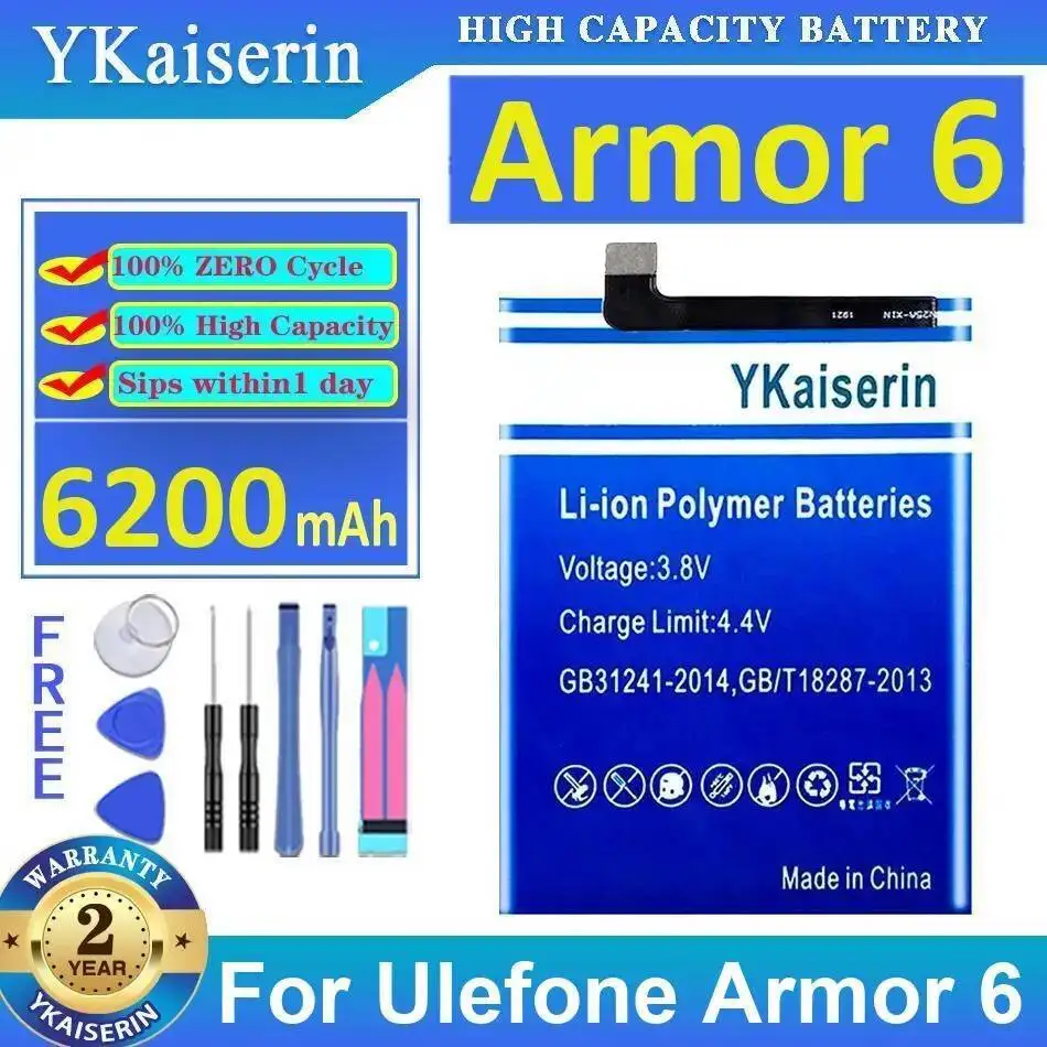

Mobile Phone Battery 6200Mah Fast Charging For Ulefone Armor 6
