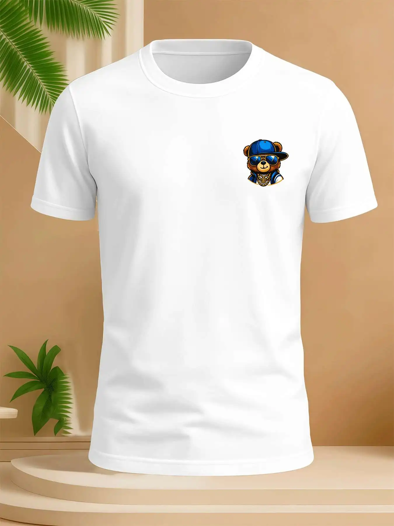 

Cool Bear Graphic Tee Fashion Print T-Shirt Men's 220g New Summer Sports Fashion Printed Pure Cotton Short-Sleeved T-Shirt