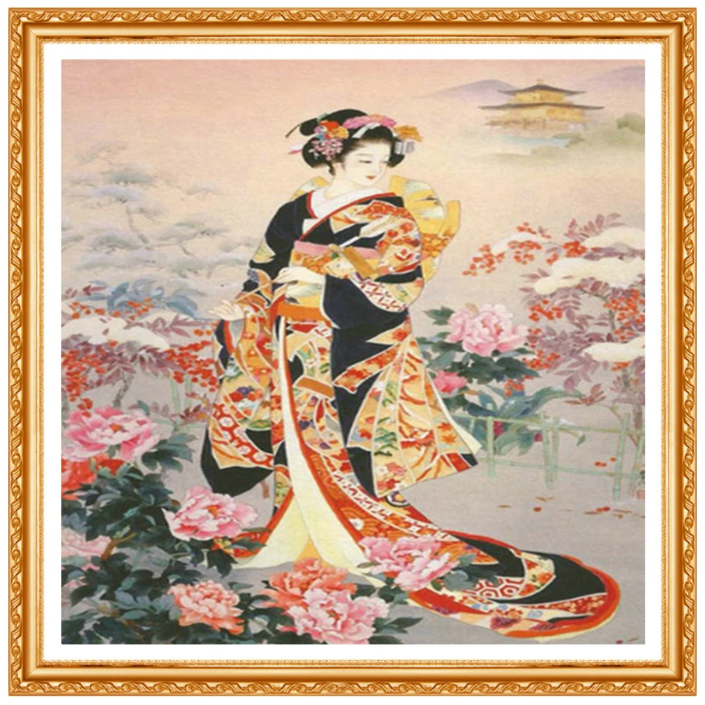 Full Square Drill 5D DIY Cross Stitch Kit  Geisha of Japan Diamonds Embroidery Painting Diamond  Home Decoration