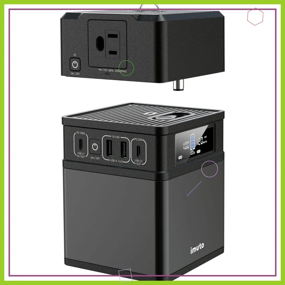 

Преобразователь переменного тока 110 В, 200 Вт для солнечной электростанции, совместимый с мини-домашним кемпингом, ноутбуком, ТВ-холодильником