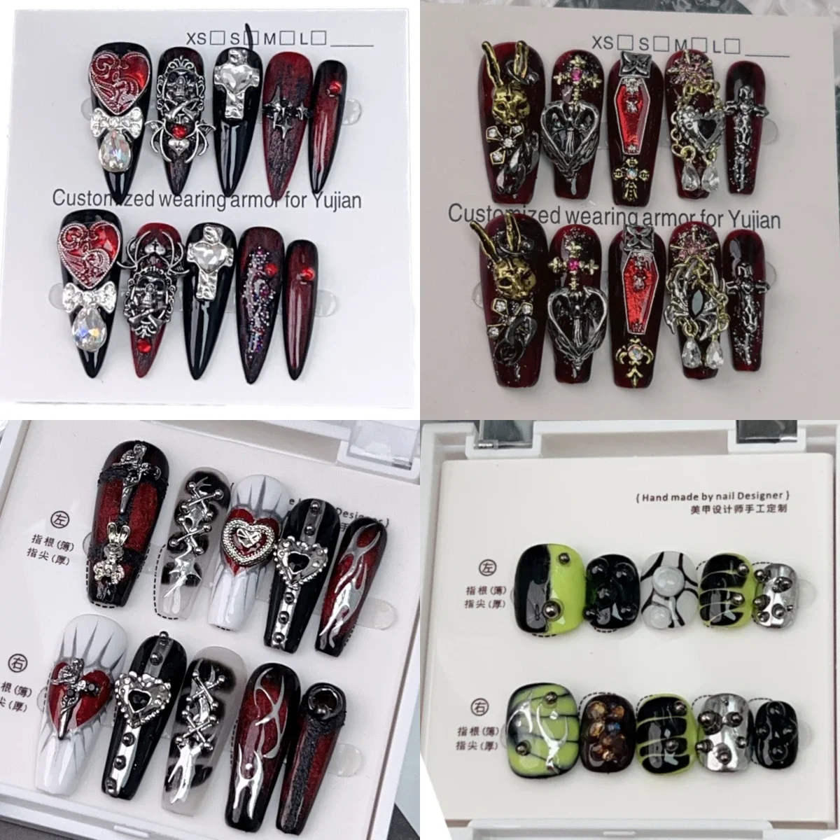 

Diy New Style Ferrous Metal Diamond Heavy Industry Hand Drawn Handmade Y2K Press on Nails Tips Design Manicure Spicy Girl