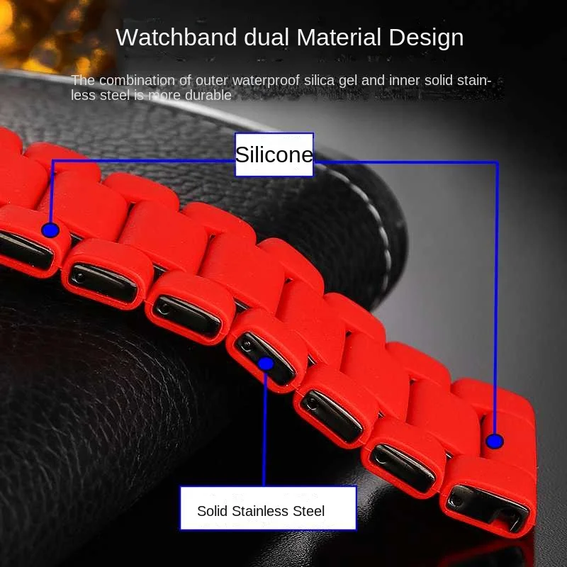 سوار ساعة من السيليكون من الفولاذ المقاوم للصدأ للرجال ، شريط مطاطي ، سوار ديزل ، DZ7396 ، DZ7370 ، DZ4289 ، DZ7370 ، DZ7395 ، 24 معصم ، 26 شخصا ، 28