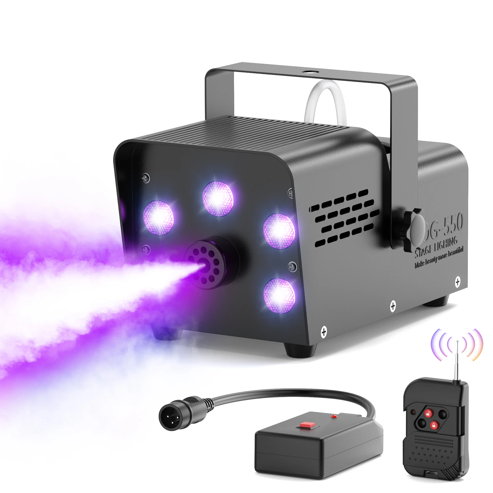 

Nitehop 550W Smoke Machine 5LEDs RGB Fog Ejector Stage Light Effect Fogger Spray Equipment For DJ Disco Halloween Party Nightclub