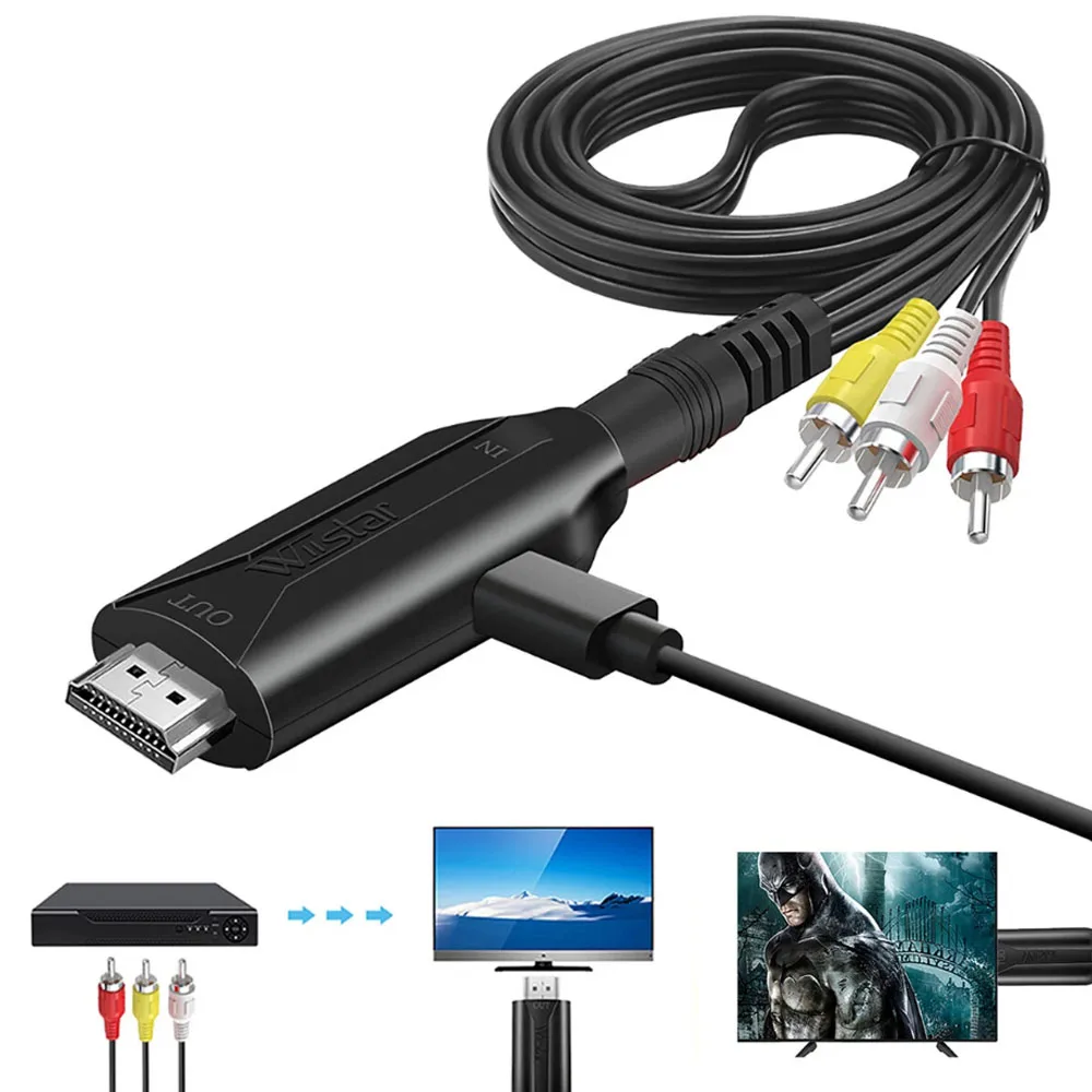 

Конвертер RCA в HDMI Кабель AV в HDMI 3 RCA CVBS Композитный в 1080P HDMI AV-Новый для видео высокой четкости Rca