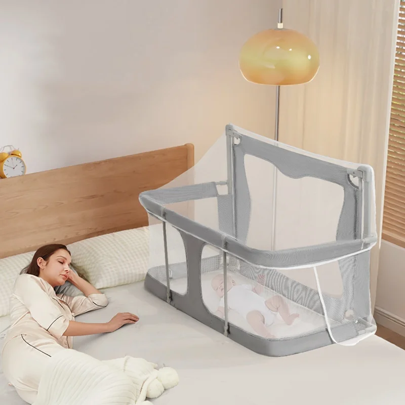 Baby Bed with Pressure Protection for the Room, Middle Bed for Newborns, Baby Safety Fence, Folding and Movable Baby Bed