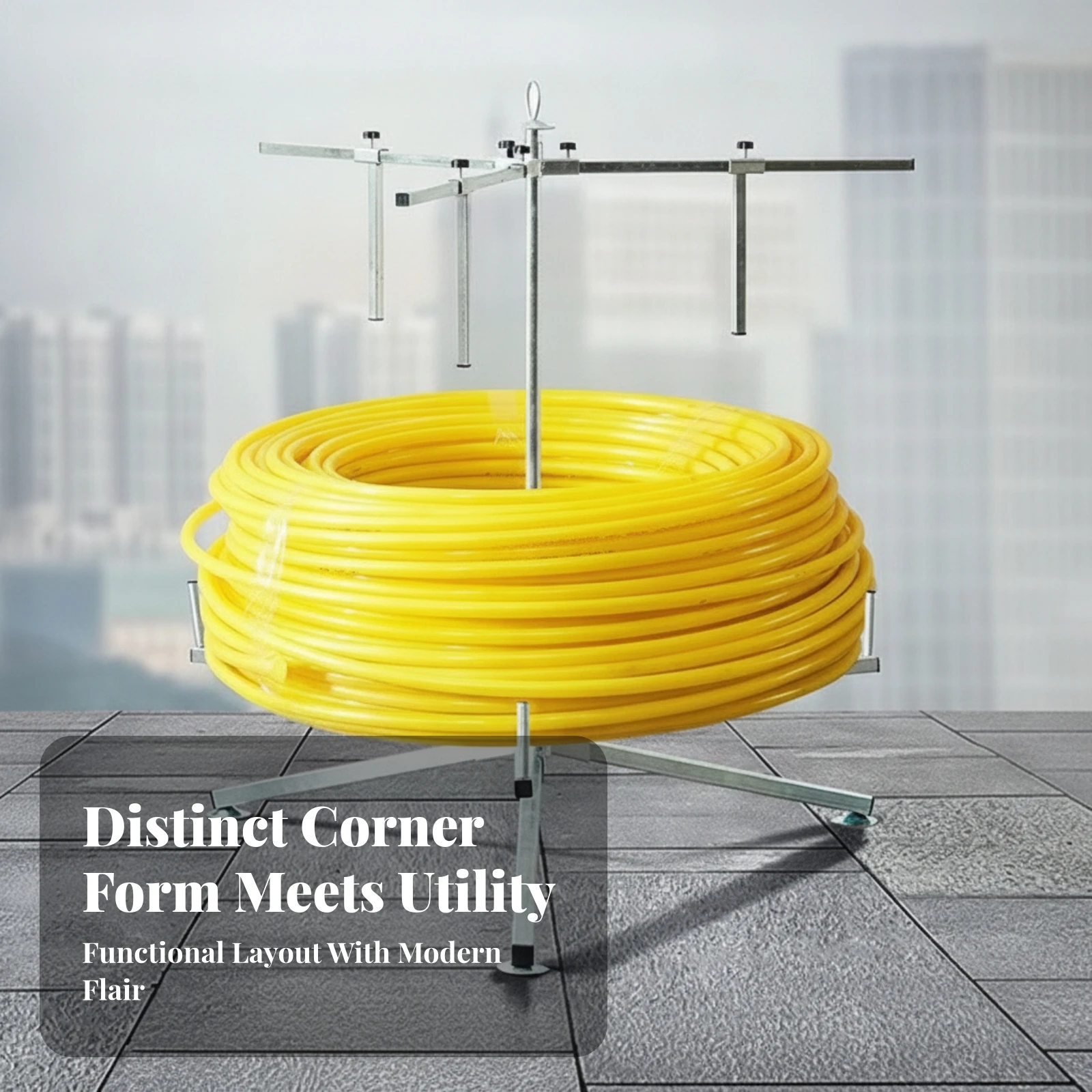 Construction Equipment Silver Pipe Reel Stand Metal Sturdy Floor Heating Tubing for Jobsite