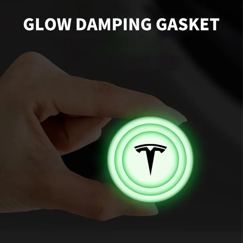 2/4Pcs Car Trunk Sound Insulation Pad Luminous Shock Absorber For Tesla Model 3 Model S Model X ModelY Roadster Bonina Coil