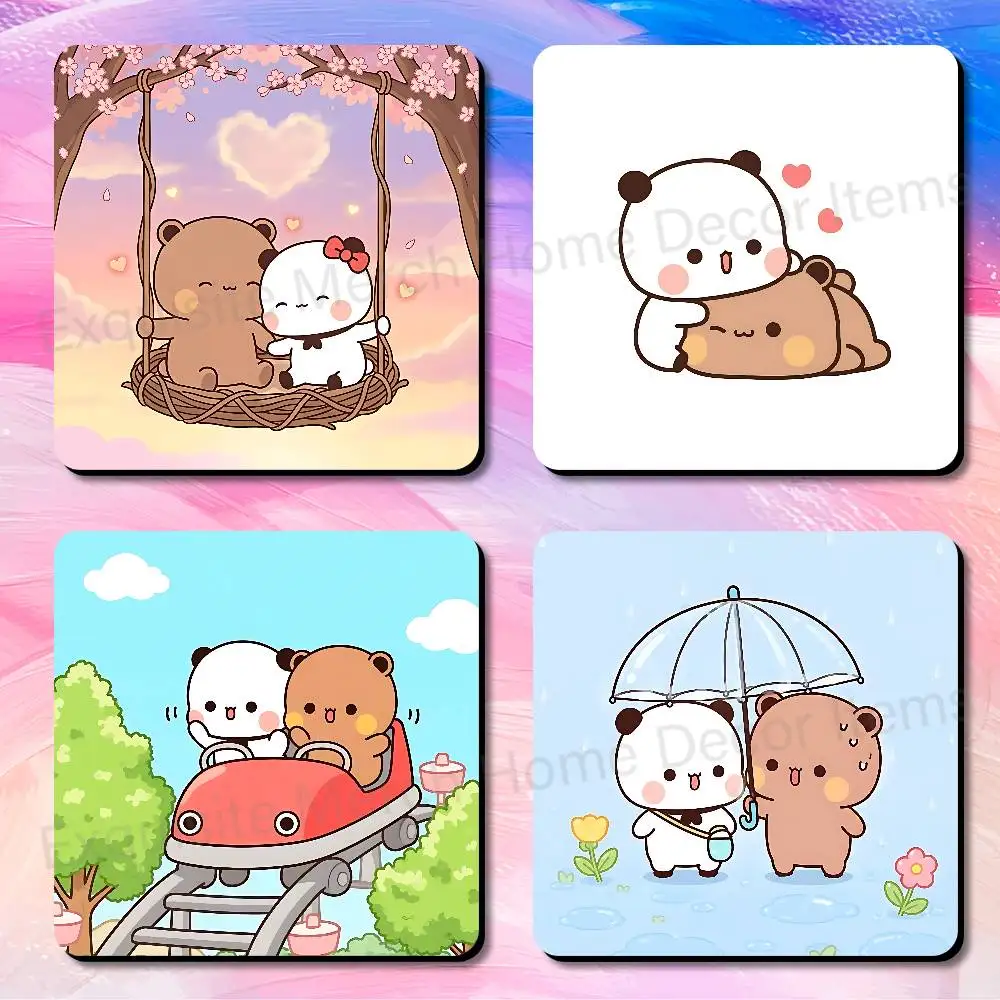 B-Bubu D-Dudu Cute Bear Fridge Freezer Refrigerator Magnets Metal Cabinet Dimensions 75x75mm Magnetic Sticker Cover Home