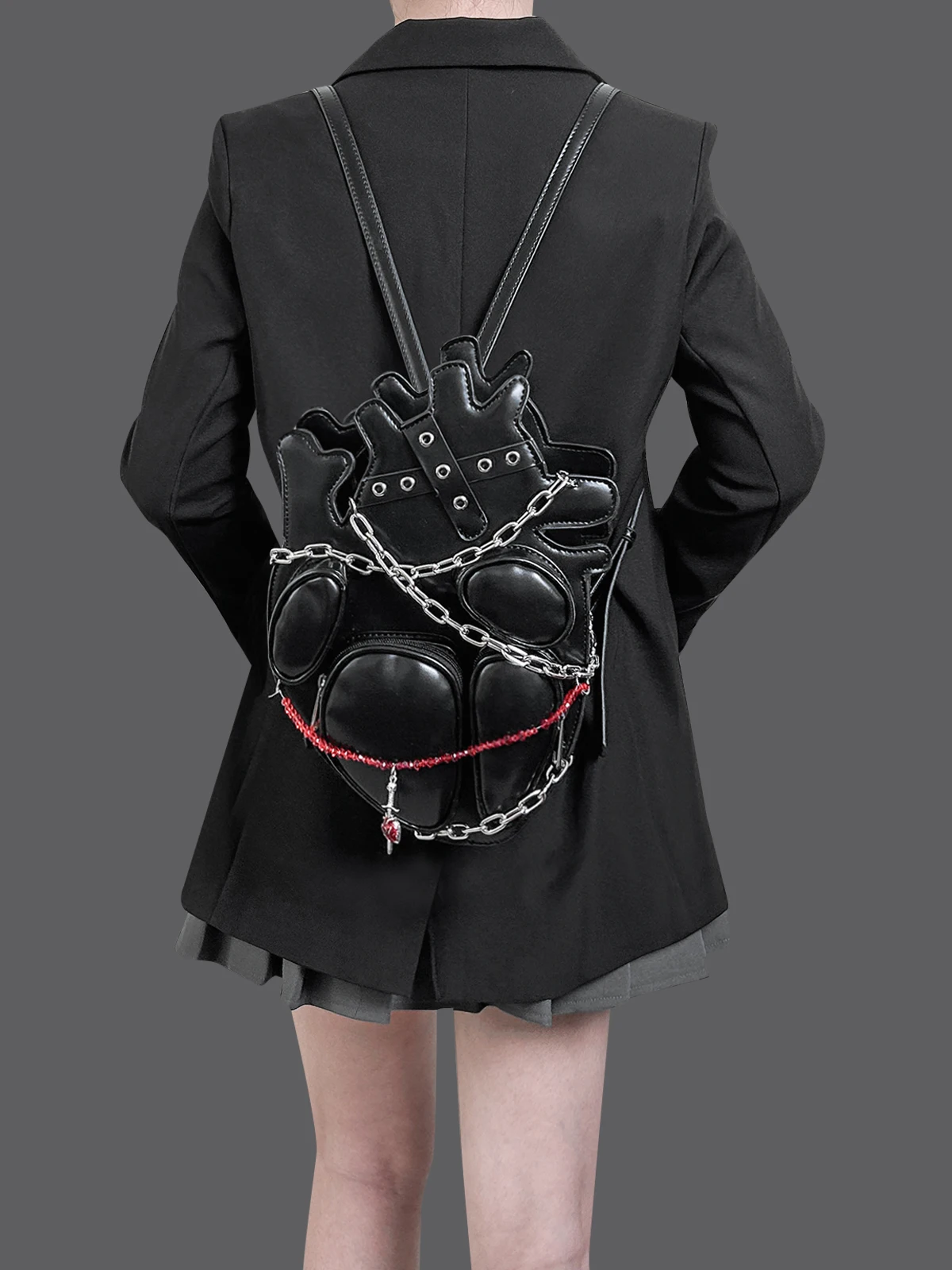 HIATUS original dark binding chain heart shoulder crossbody bag creative gothic style punk metal sexy bag