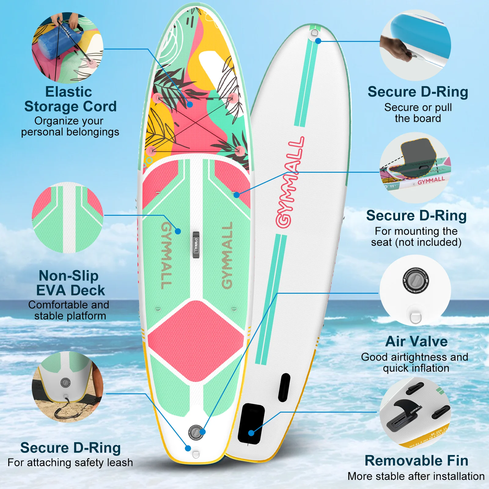 New Arrival All Round Age Water Sport Inflatable Sup Portable Stand up Paddle Board Surfing with 7 Accessories