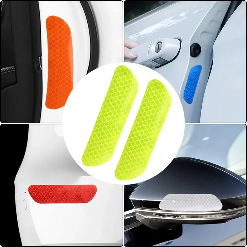 20-4PCS Helmet Safety Stickers Warning Reflective Tape Auto Driving Safety Reflective Strip for Night Riding Walking Car Sticker