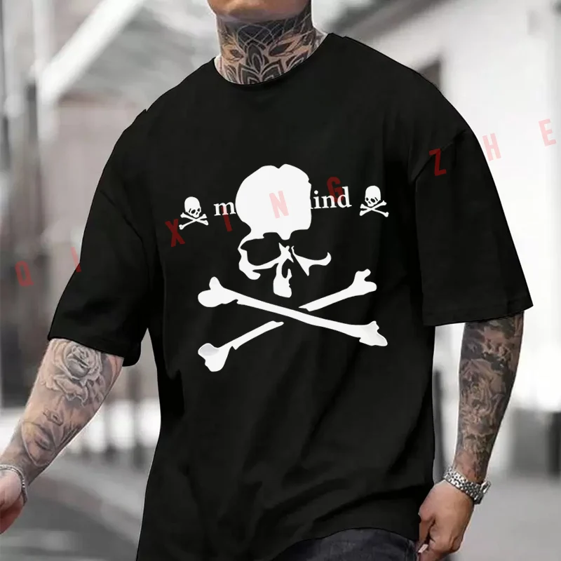 

New Fashion American Trend Slim Fun Skull Moto Men's And Women's T-shirt Cotton Casual Short-sleeved O-neck Tshirt