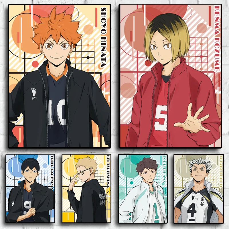 

Японское Аниме Haikyuu! Фигурка Kawaii, постер для гостиной, Настенный декор, украшение для дома, Картина на холсте, милый мультяшный художественный Декор