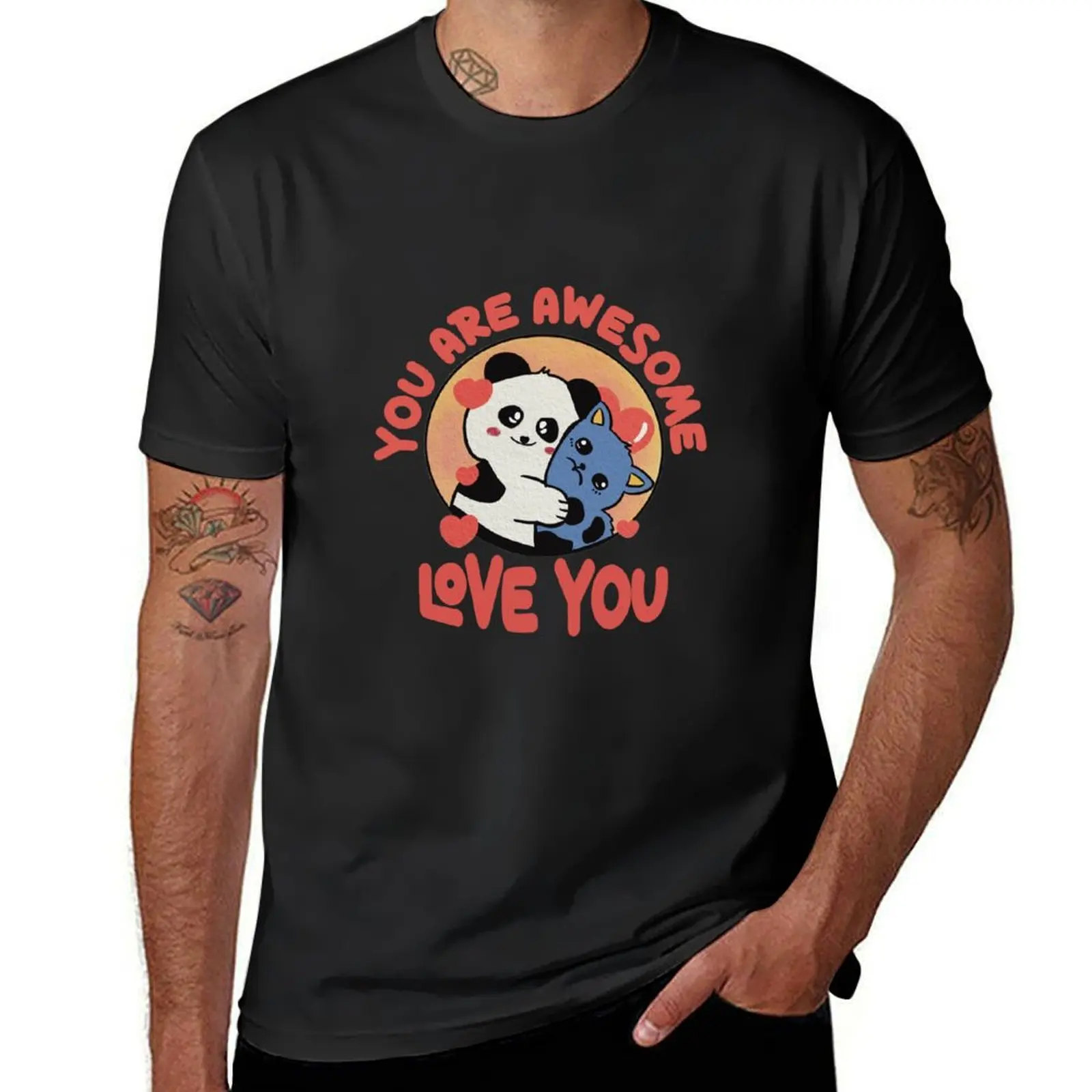 

PeiPei and Keke - You are awesome, Love You T-Shirt anime clothes summer tops sublime tshirts for men