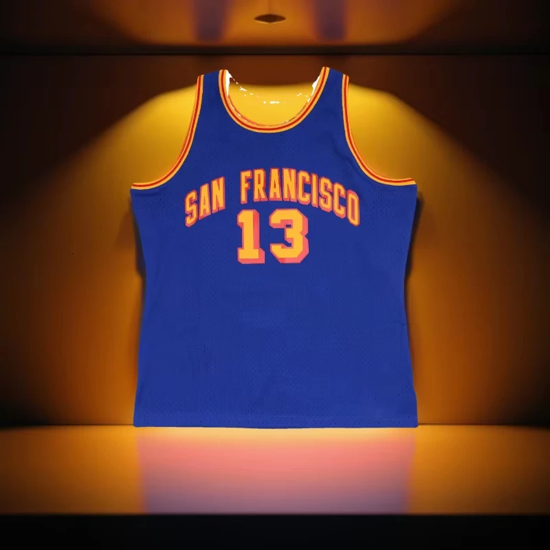 

2025 Summer Hot-selling NBA Fan Version Ball WILT Charmalian 1963-65 Warriors Blue Sweat-absorbing Quick-drying Jersey