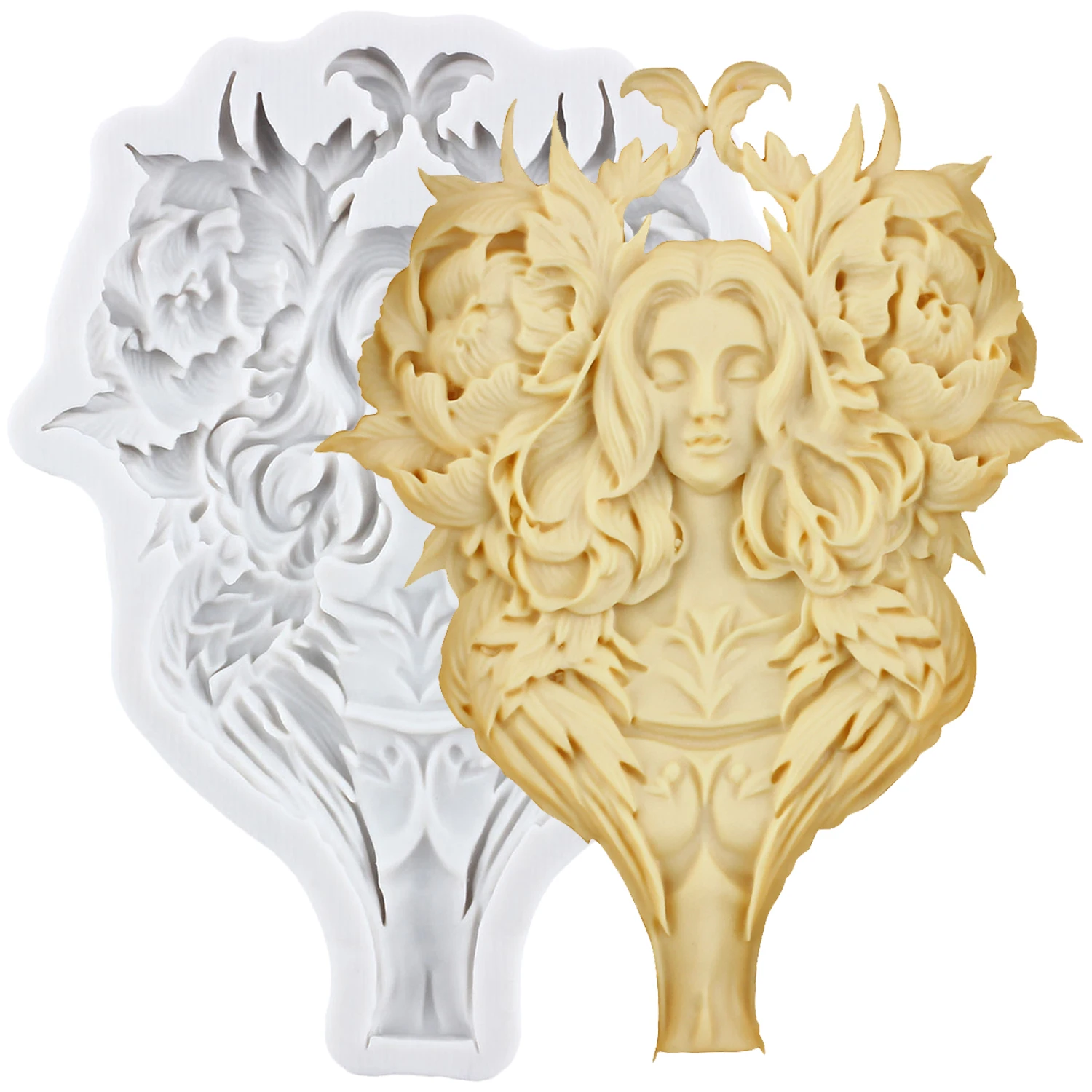 Flower Lady Silicone Molds Lady Avatar Fondant Cake Decorating Tools Cupcake Topper Candy Sugar Craft Gum Paste Polymer Clay