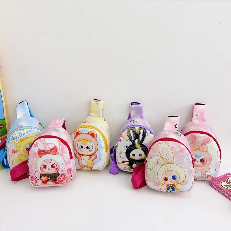 

New cartoon kid three-year-old children's chest bag, cute kindergarten bag, fashionable little kids crossbody bag, snack and toy